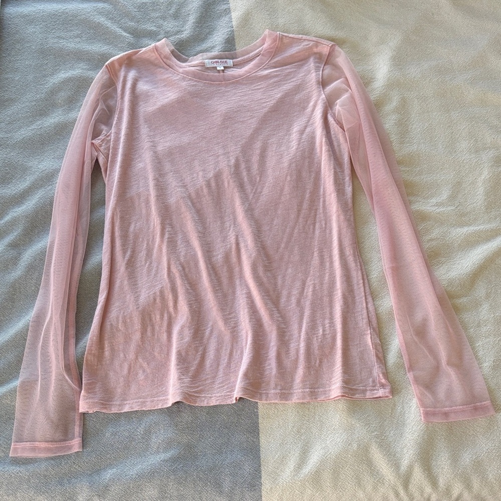 NWOT Goldie Tee Sheer Pink Long Sleeve Top